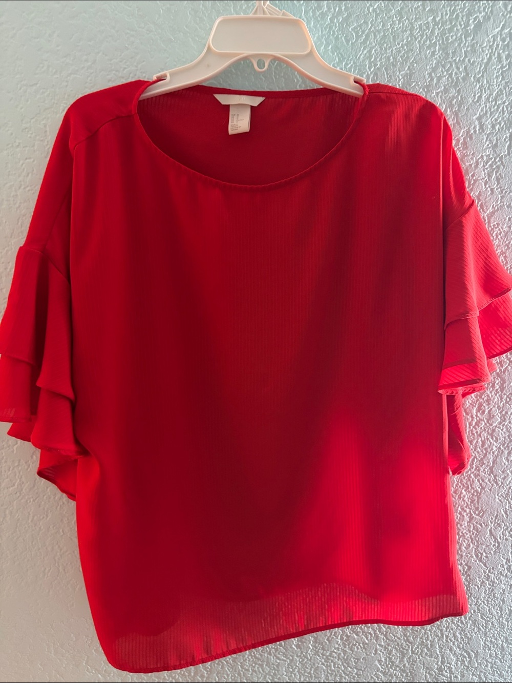Red Ruffle Sleeve Women's Top - Unbranded